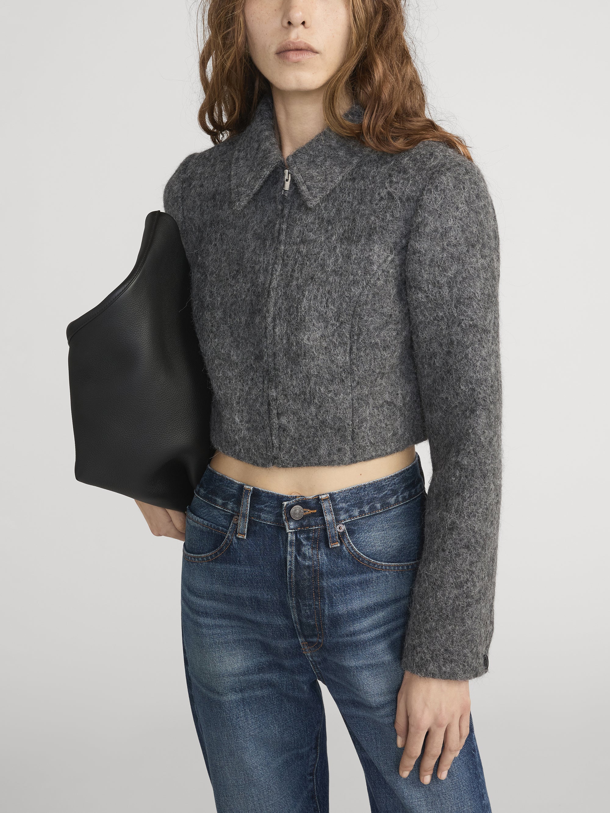 The Wool Cropped Jacket -- Dark Heather Grey - Image 3