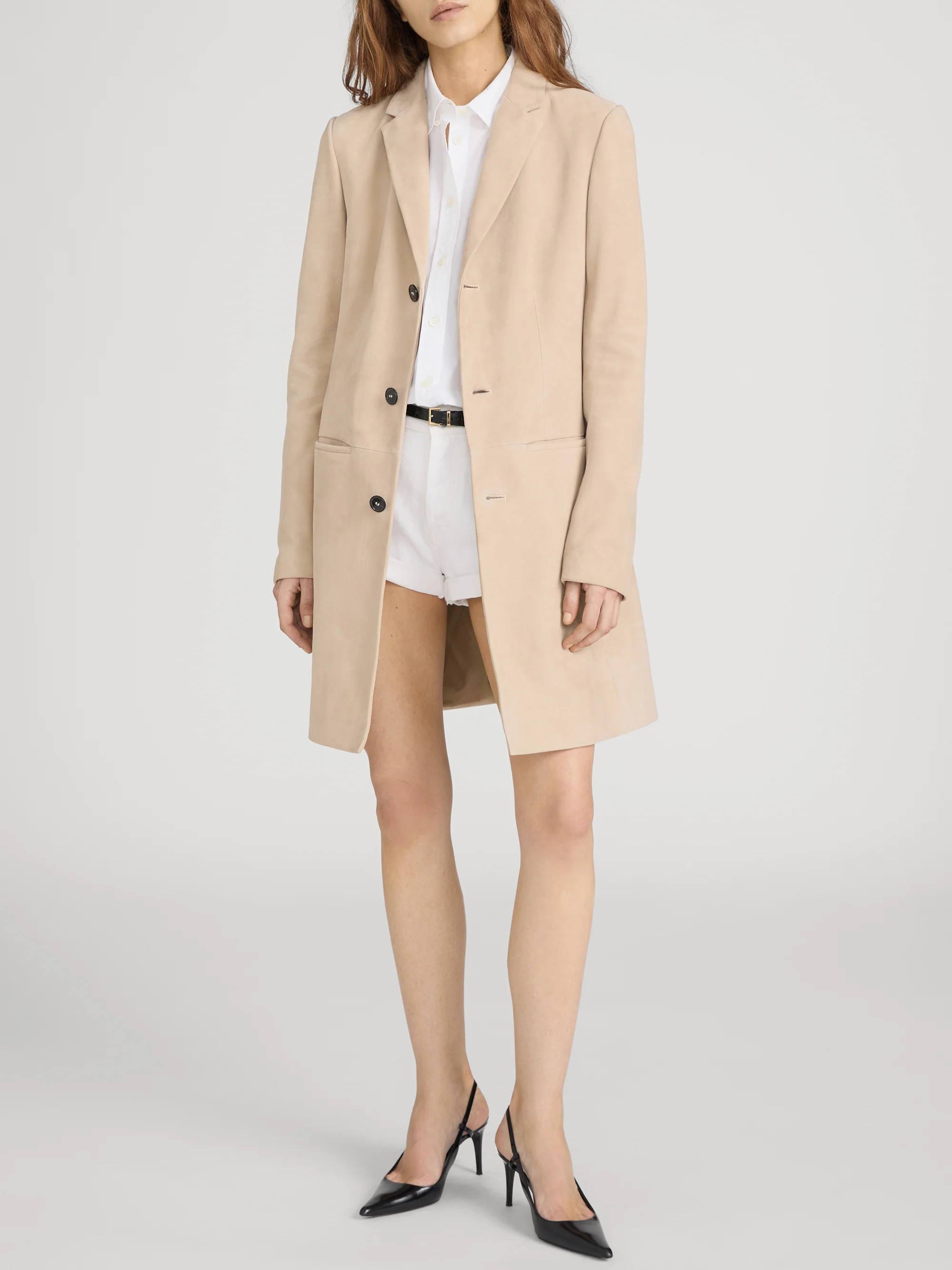 The Sleek Suede Coat -- Sand - Image 2