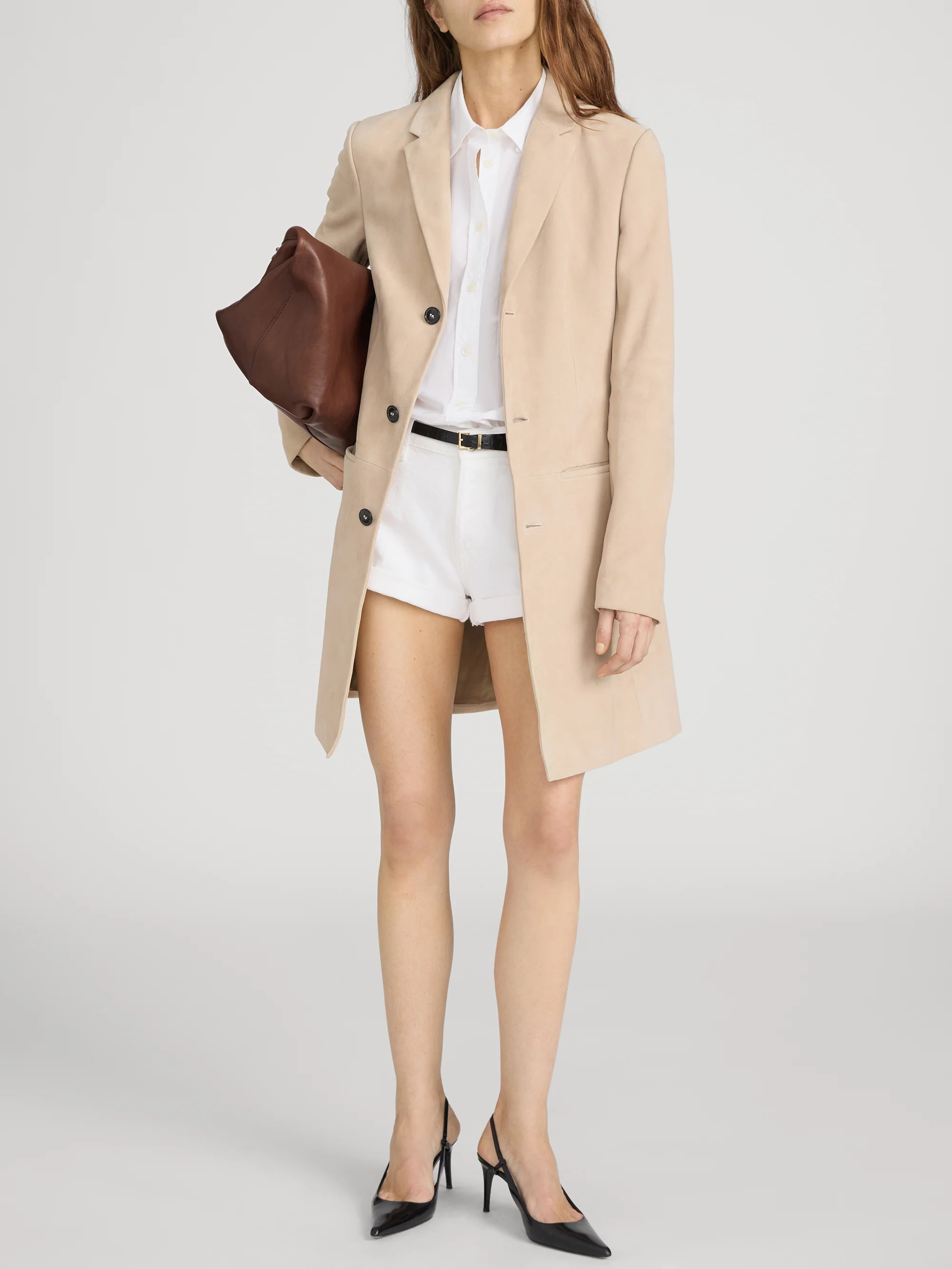 The Sleek Suede Coat -- Sand - Image 3