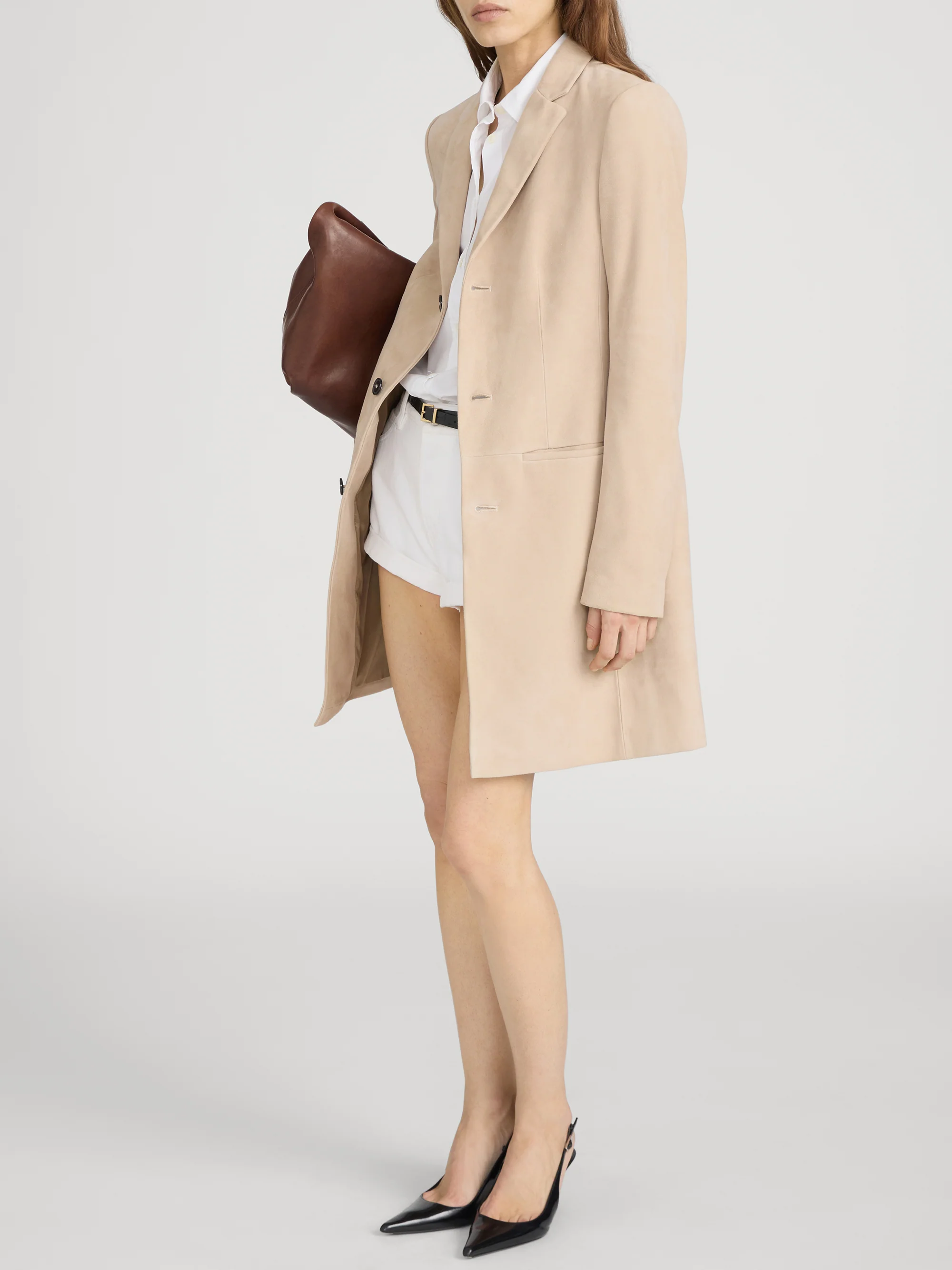 The Sleek Suede Coat -- Sand - Image 4