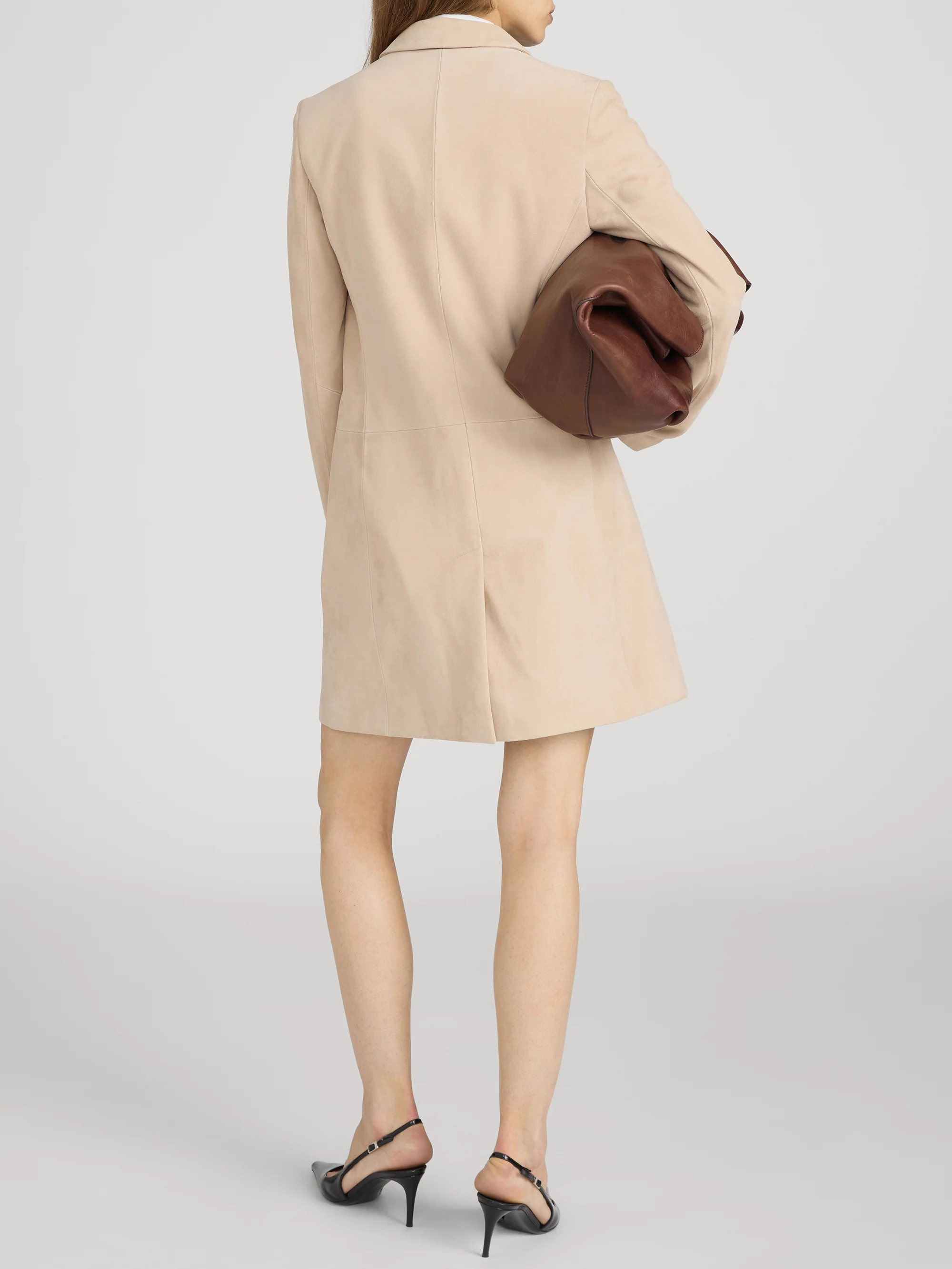The Sleek Suede Coat -- Sand - Image 6