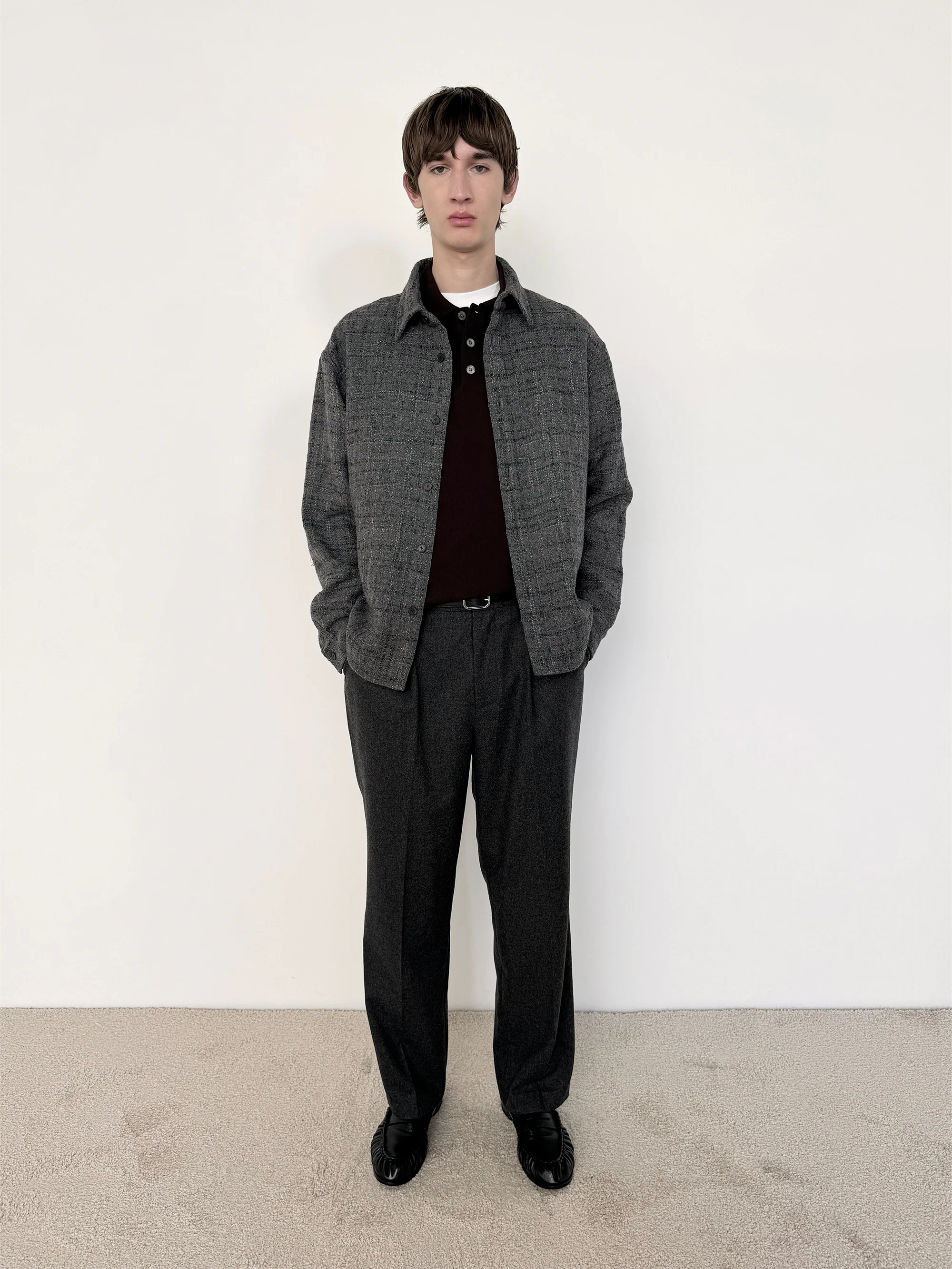 Tweed Overshirt -- Grey Melange - Image 4