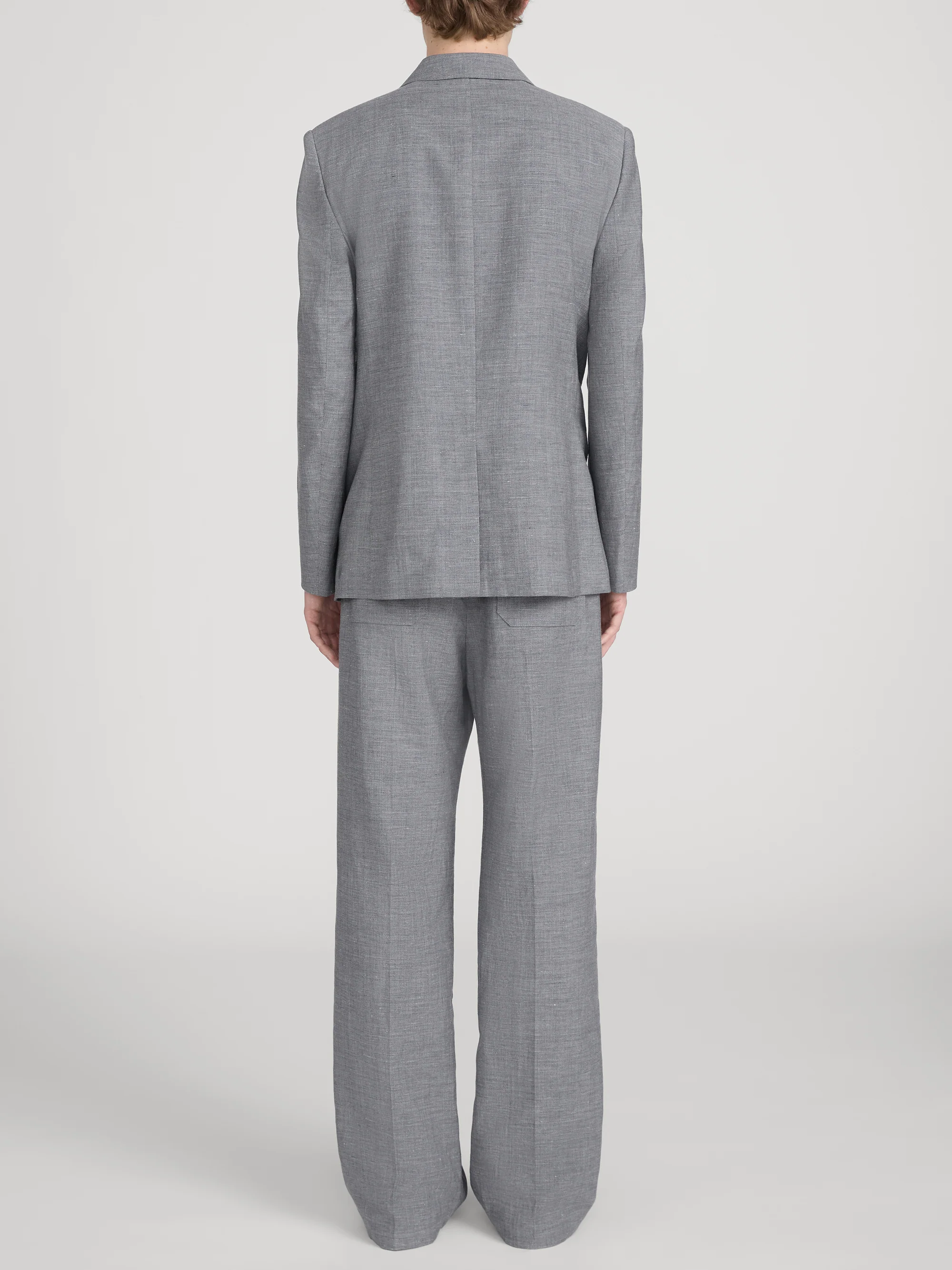 Unlined Double Breasted Blazer -- Grey Melange - Image 6