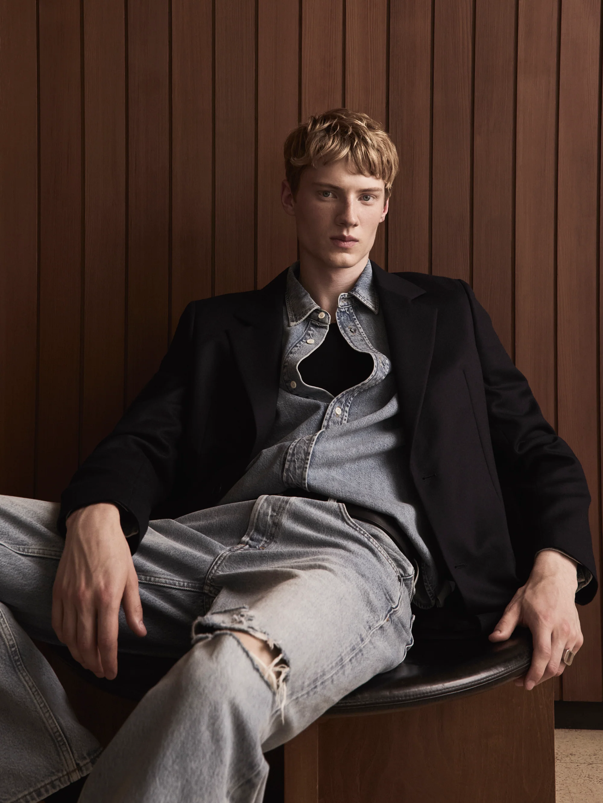 Unlined Wool Blazer -- Dark Navy - Image 5