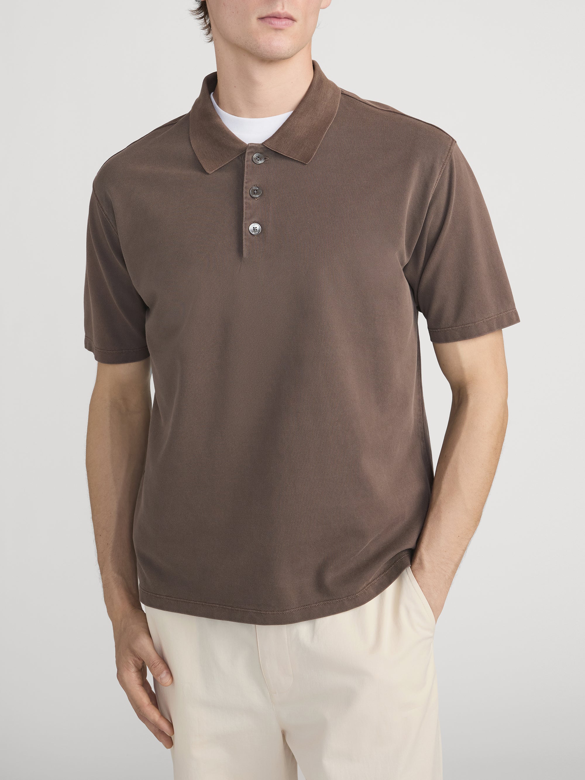 Washed Light Pique Polo -- Antique Cafe - Image 3