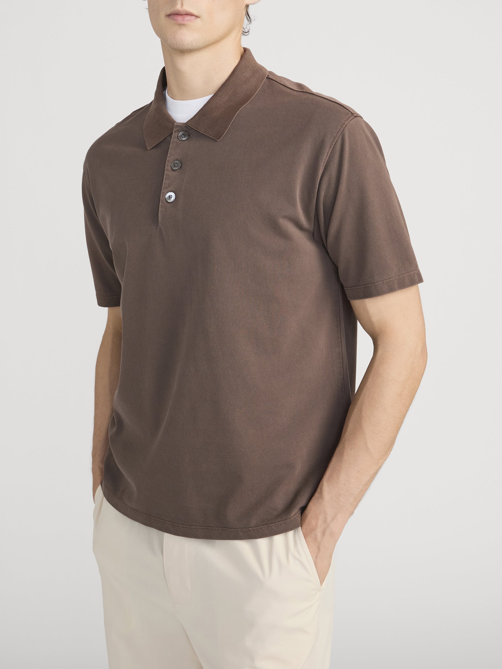 Washed Light Pique Polo -- Antique Cafe - Image 4