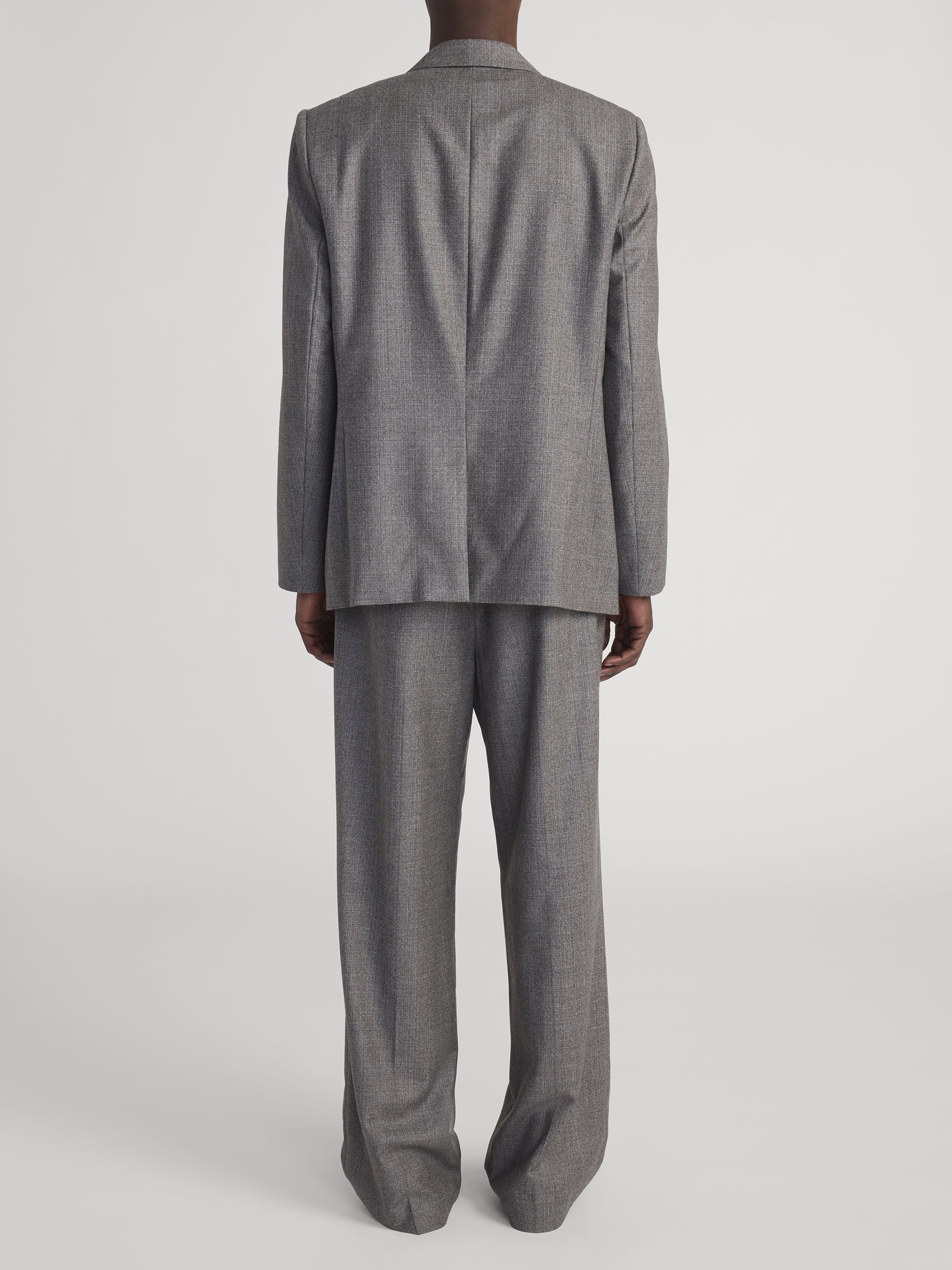 Wide Leg Flannel Trousers -- Light Taupe - Image 6