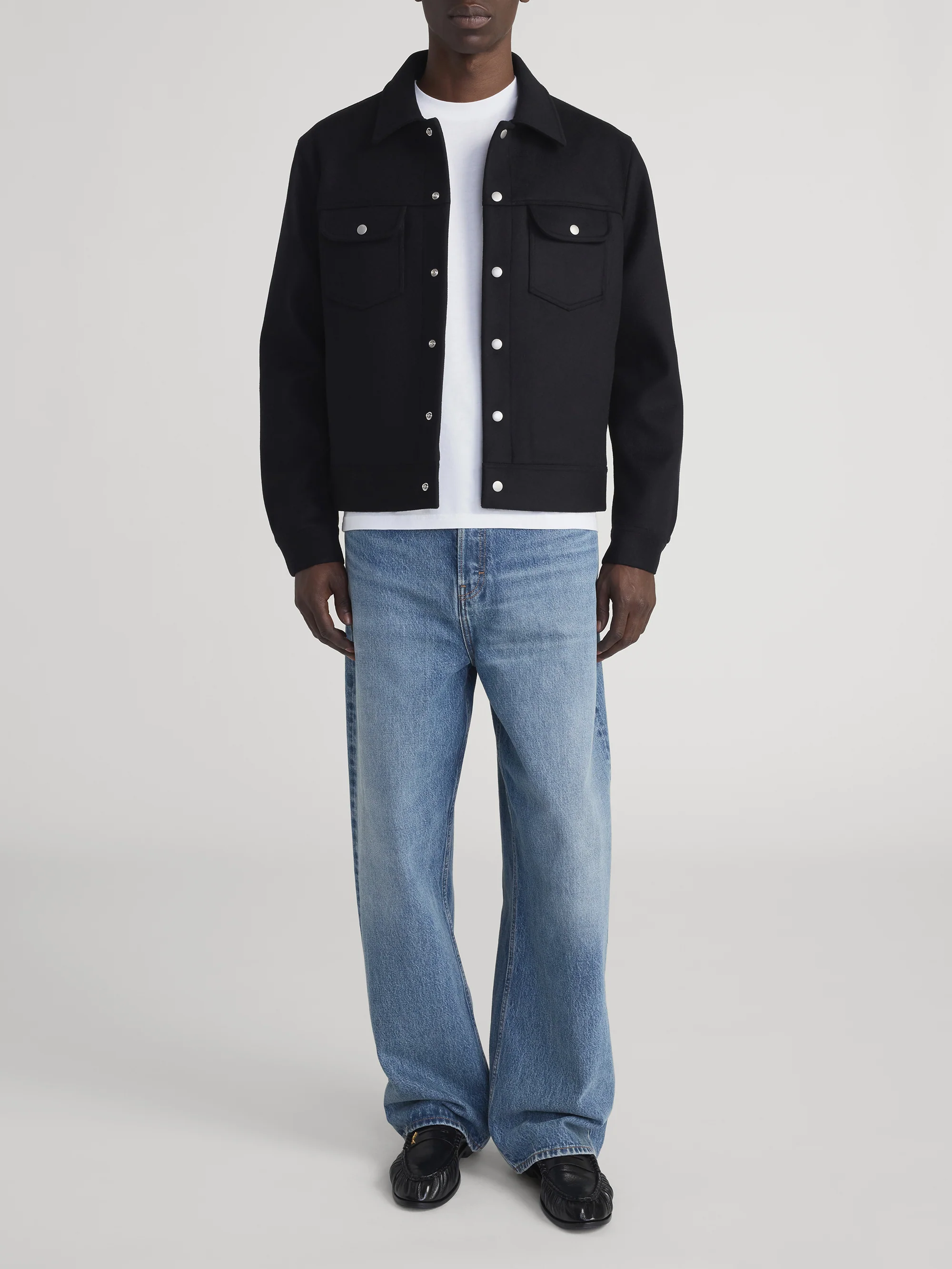 Wool Trucker Jacket -- Black - Image 2