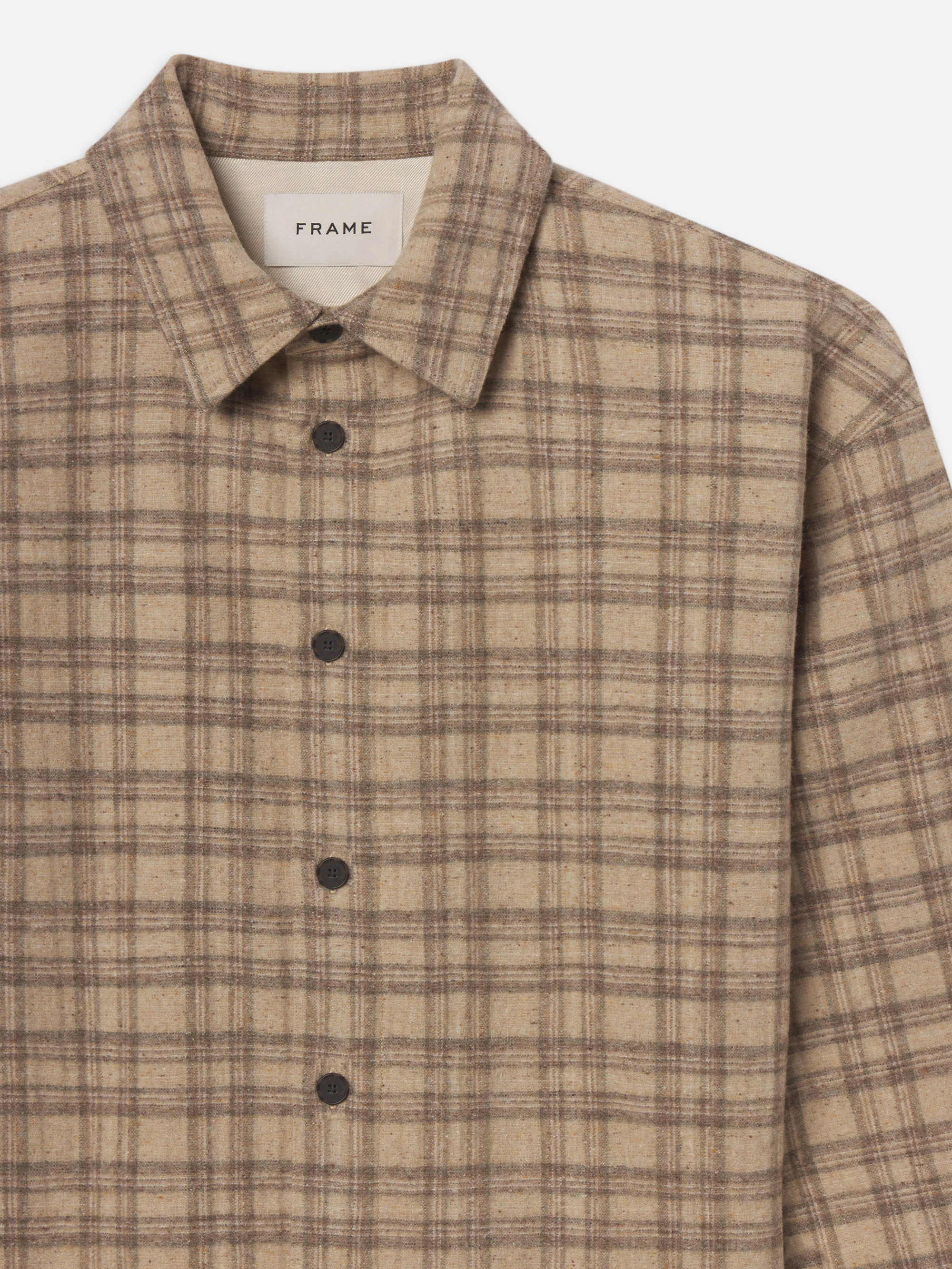 Woolen Plaid Overshirt -- Beige Multi - Image 2