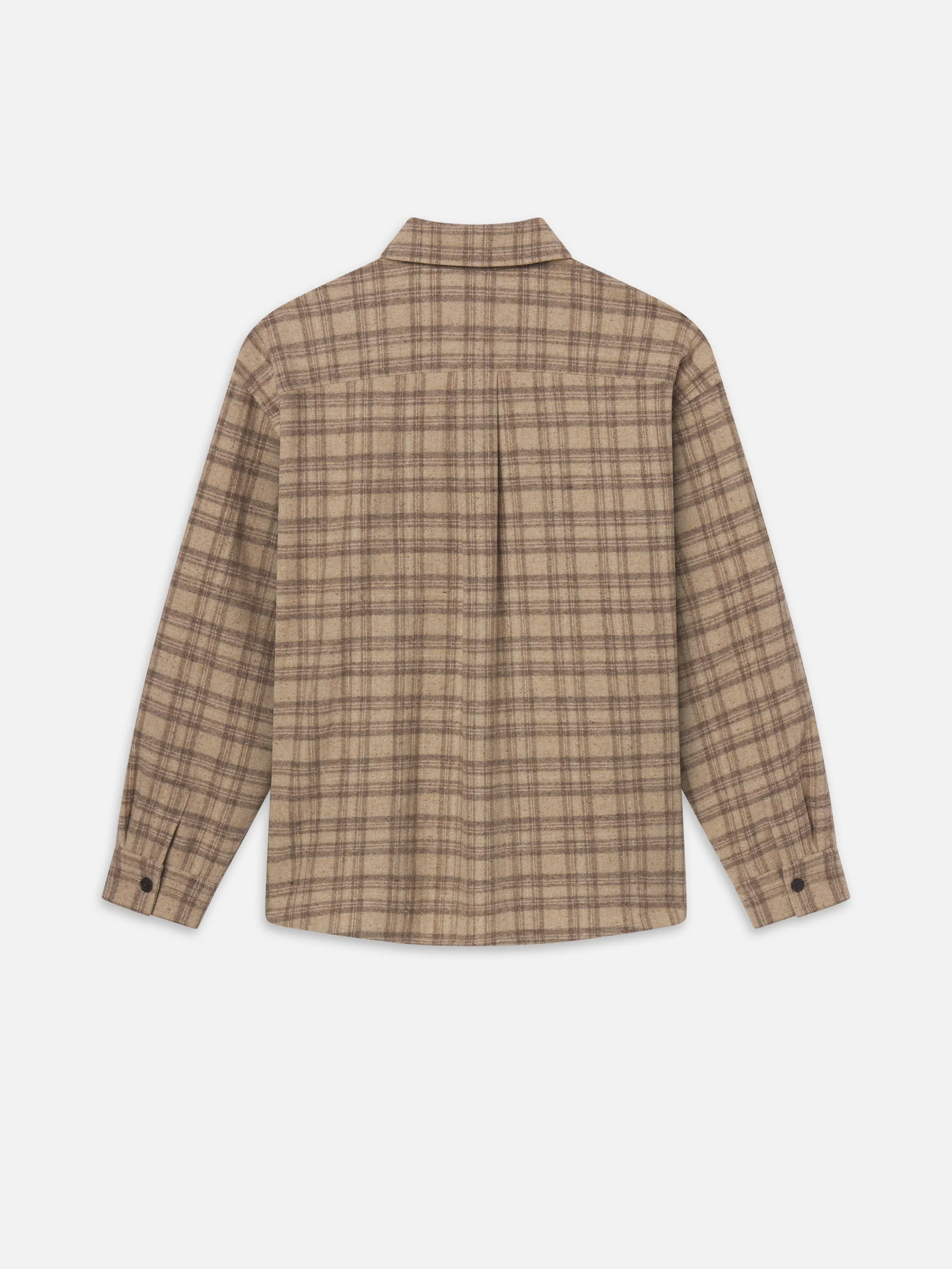 Woolen Plaid Overshirt -- Beige Multi - Image 3