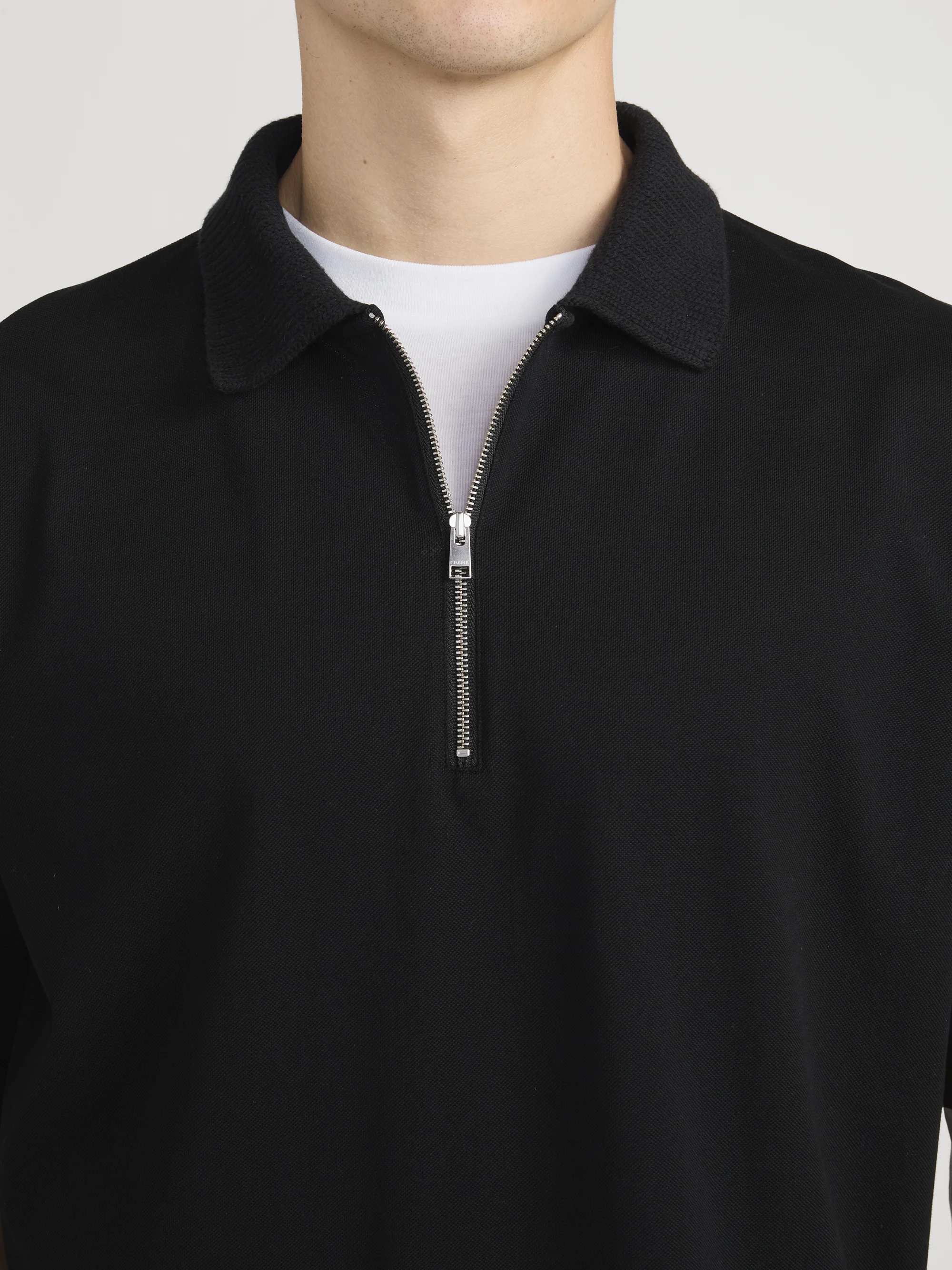 Zip Polo Shirt -- Black - Image 5