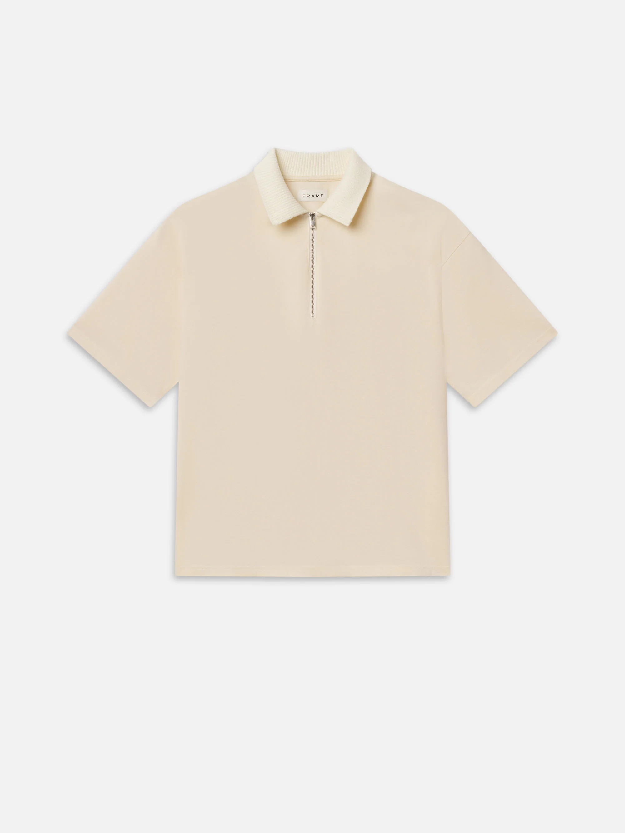 Zip Polo Shirt -- Light Stone