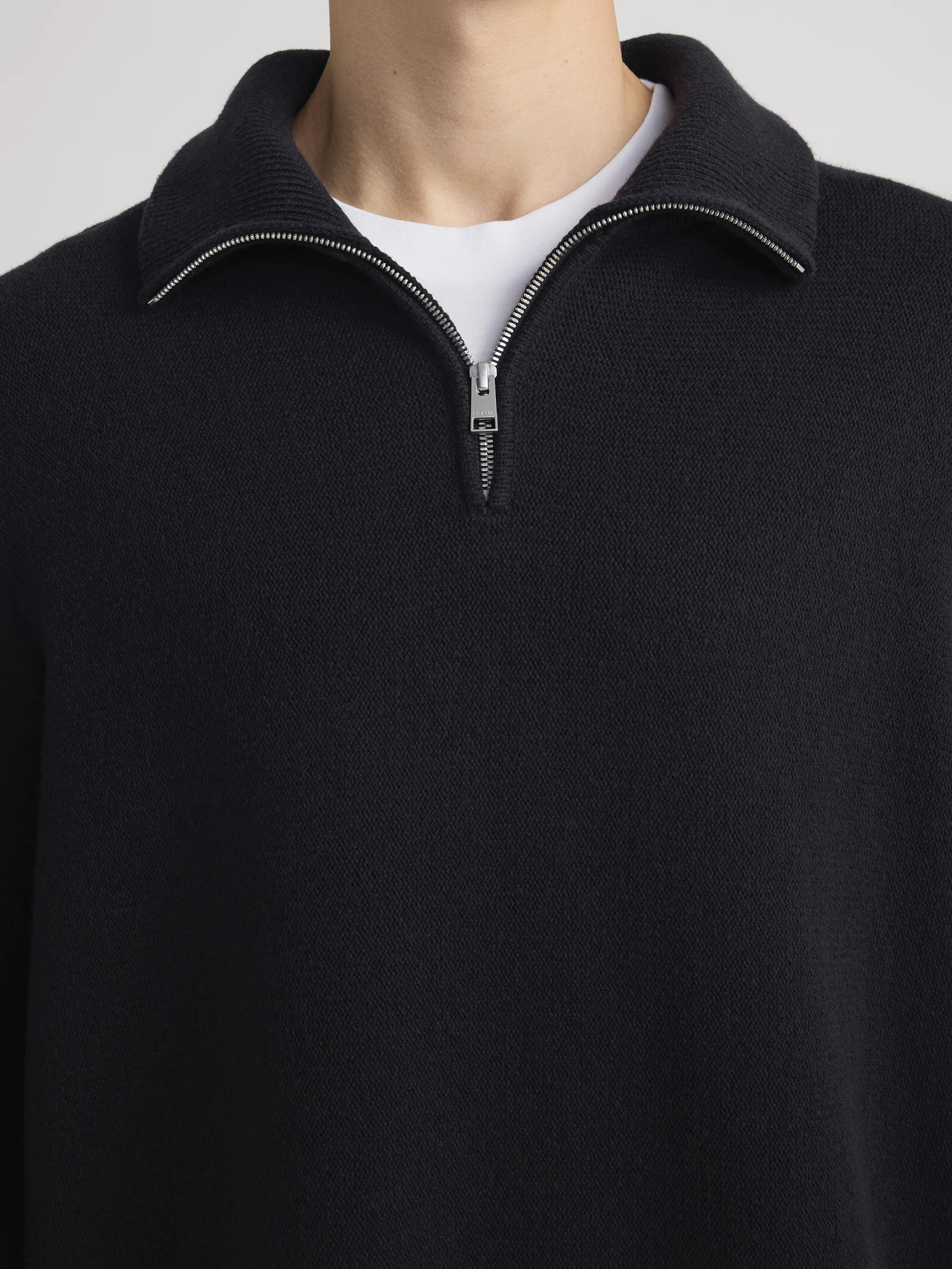 Zip Up Wool Sweater -- Black - Image 4