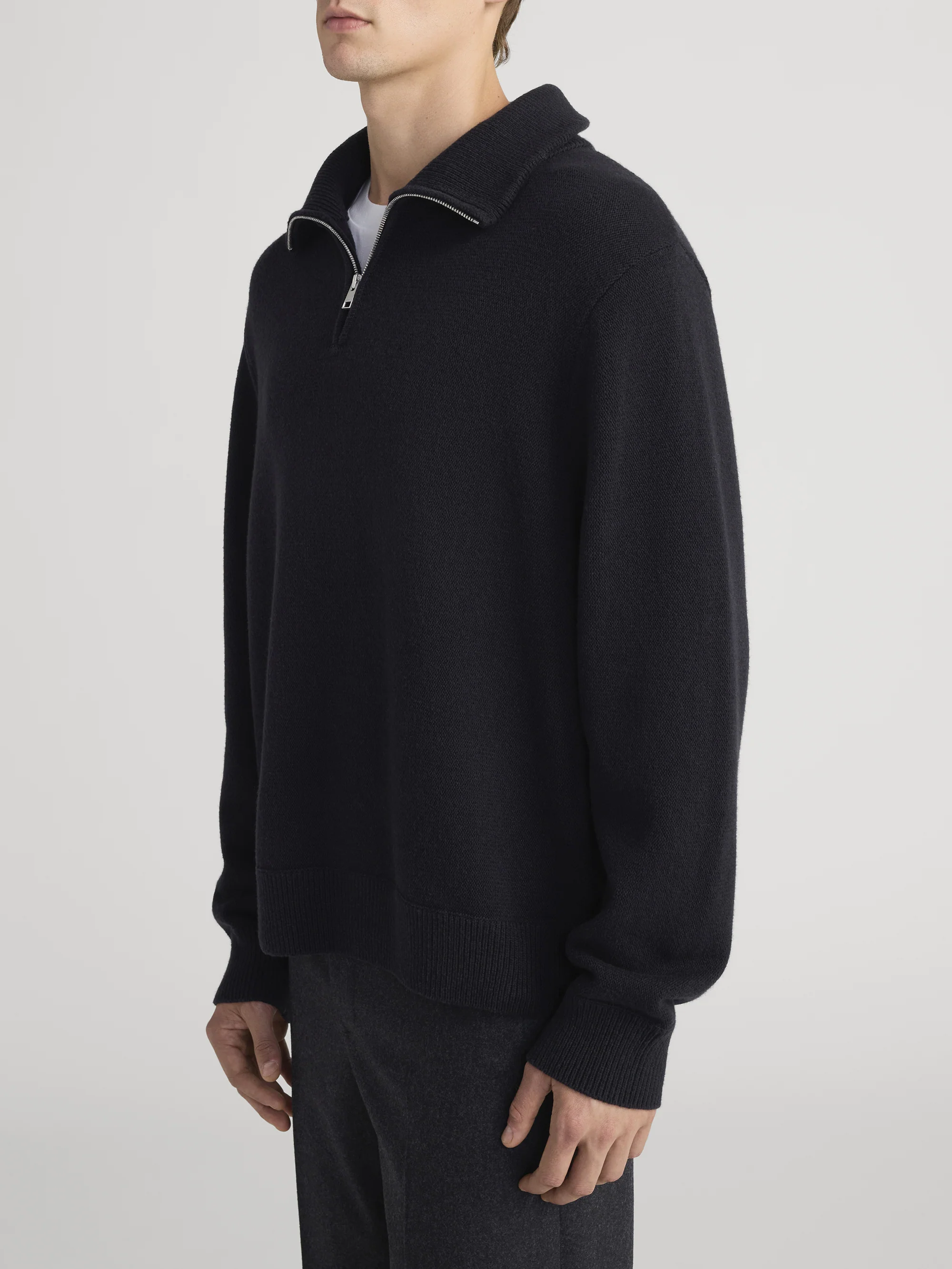 Zip Up Wool Sweater -- Black - Image 5