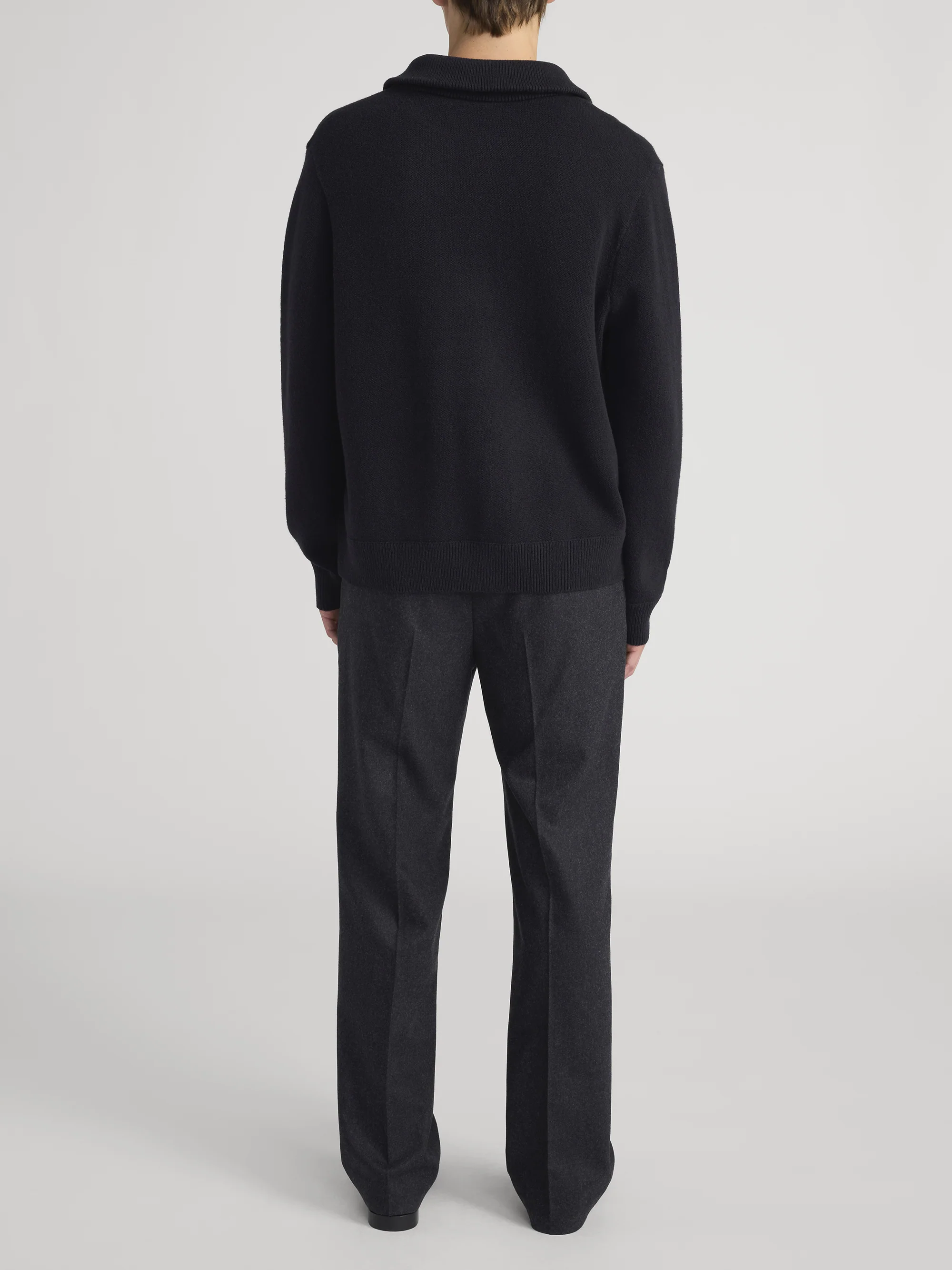Zip Up Wool Sweater -- Black - Image 6